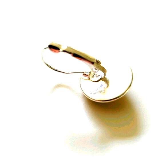 Small Sunflower Glass Earrings Round Orange Yellow & Black - Picture 3 of 4